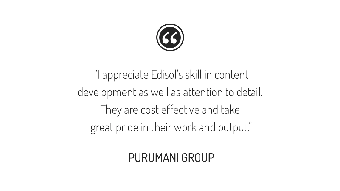 Purumani Group testimonial: Content development services